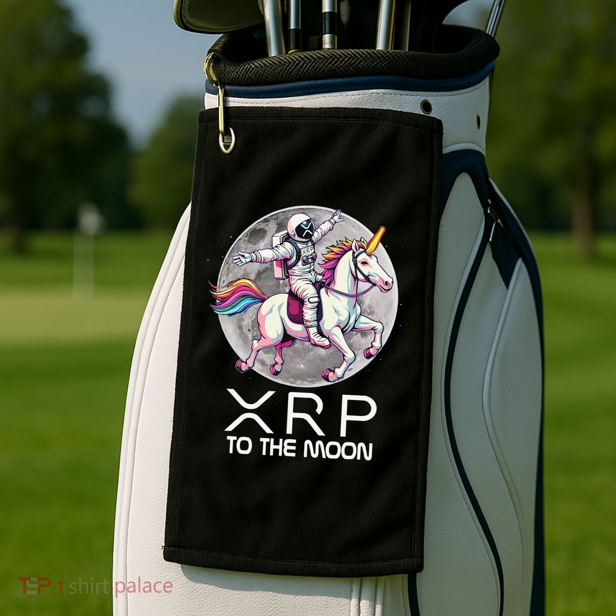 Funny XRP Unicorn Astronaut Crypto Boyfriend Girlfriend Gift Golf Towel