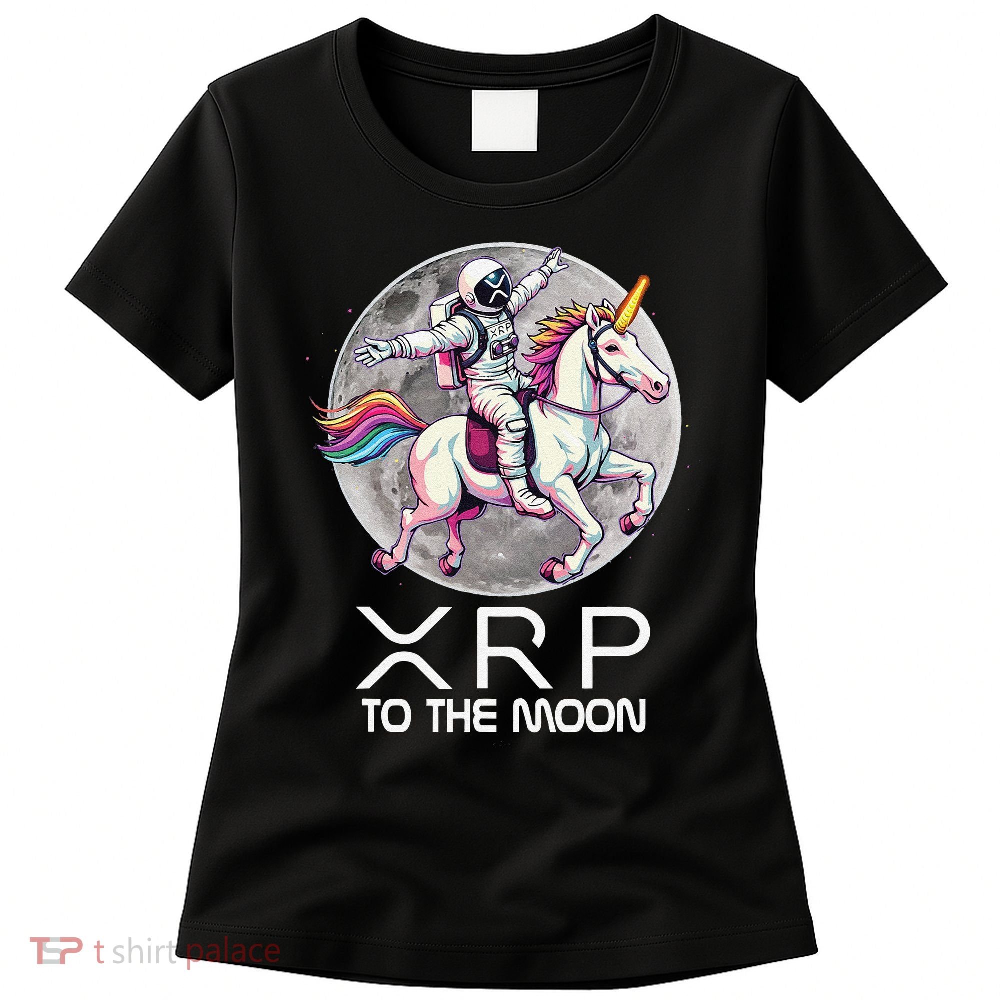 Funny XRP Unicorn Astronaut Crypto Boyfriend Girlfriend Gift Women's T-Shirt