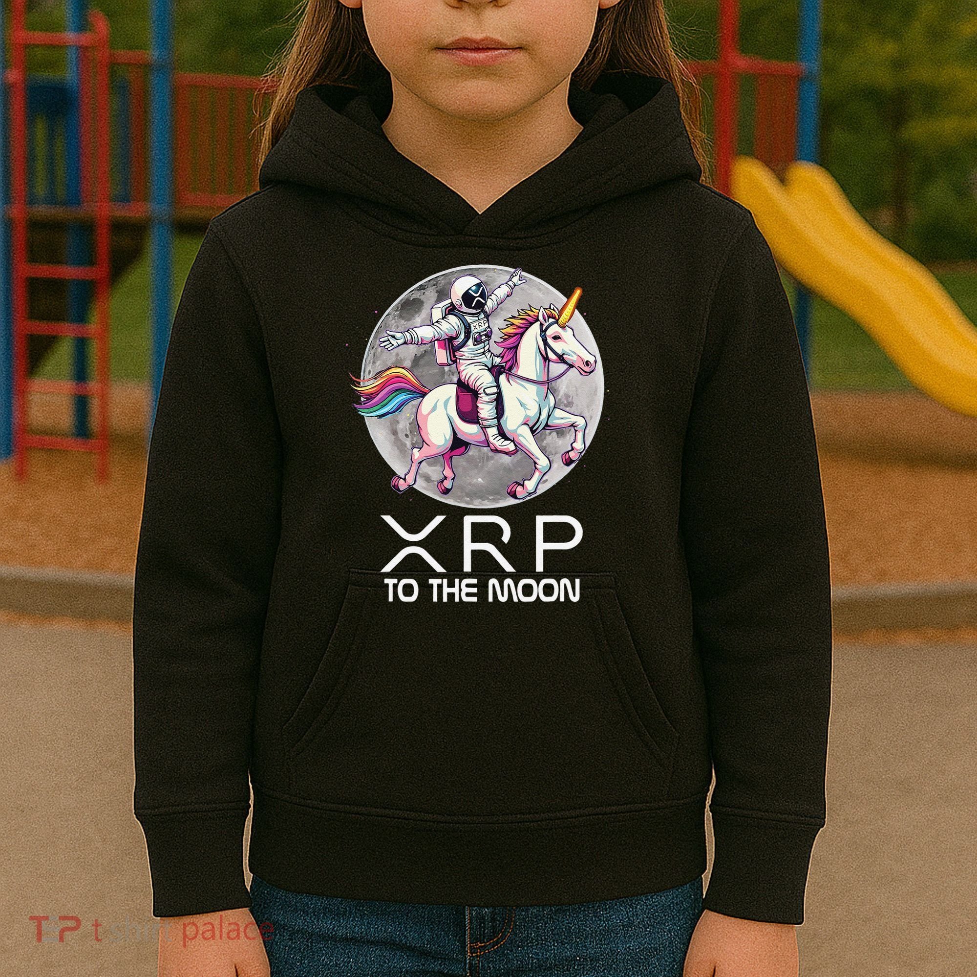 Funny XRP Unicorn Astronaut Crypto Boyfriend Girlfriend Gift Kids Hoodie