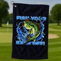 Fish Your Bass Off Funny Fishing Golf Towel thumb 1