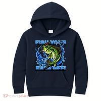 Fish Your Bass Off Funny Fishing Kids Hoodie thumb 0