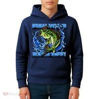 Fish Your Bass Off Funny Fishing Kids Hoodie thumb 4