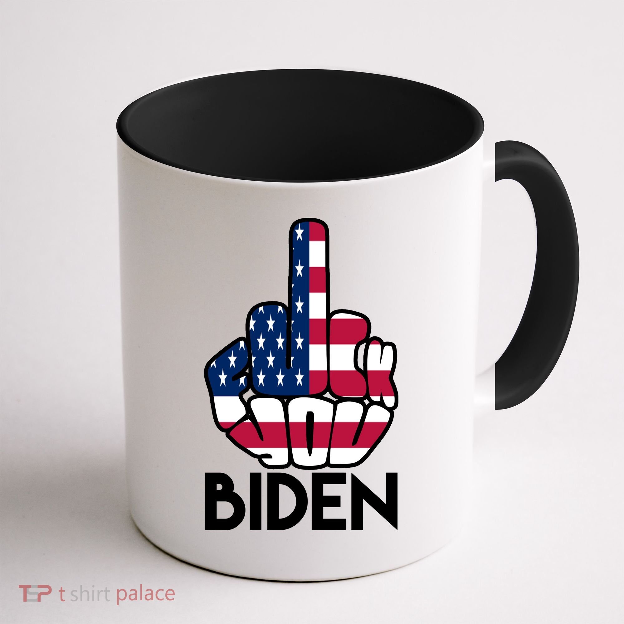 Fuck You Biden Middle Finger American Flag Coffee Mug