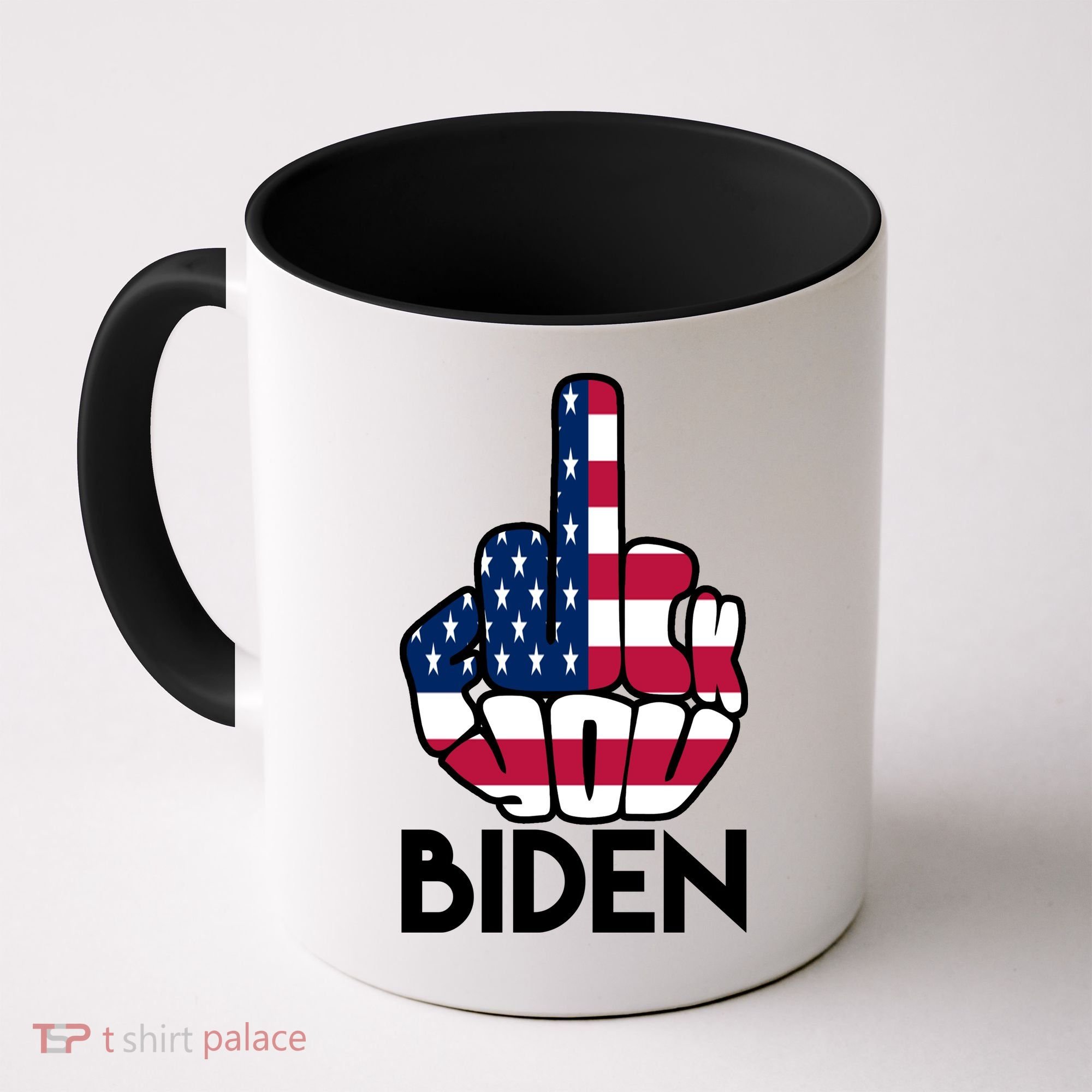 Fuck You Biden Middle Finger American Flag Coffee Mug