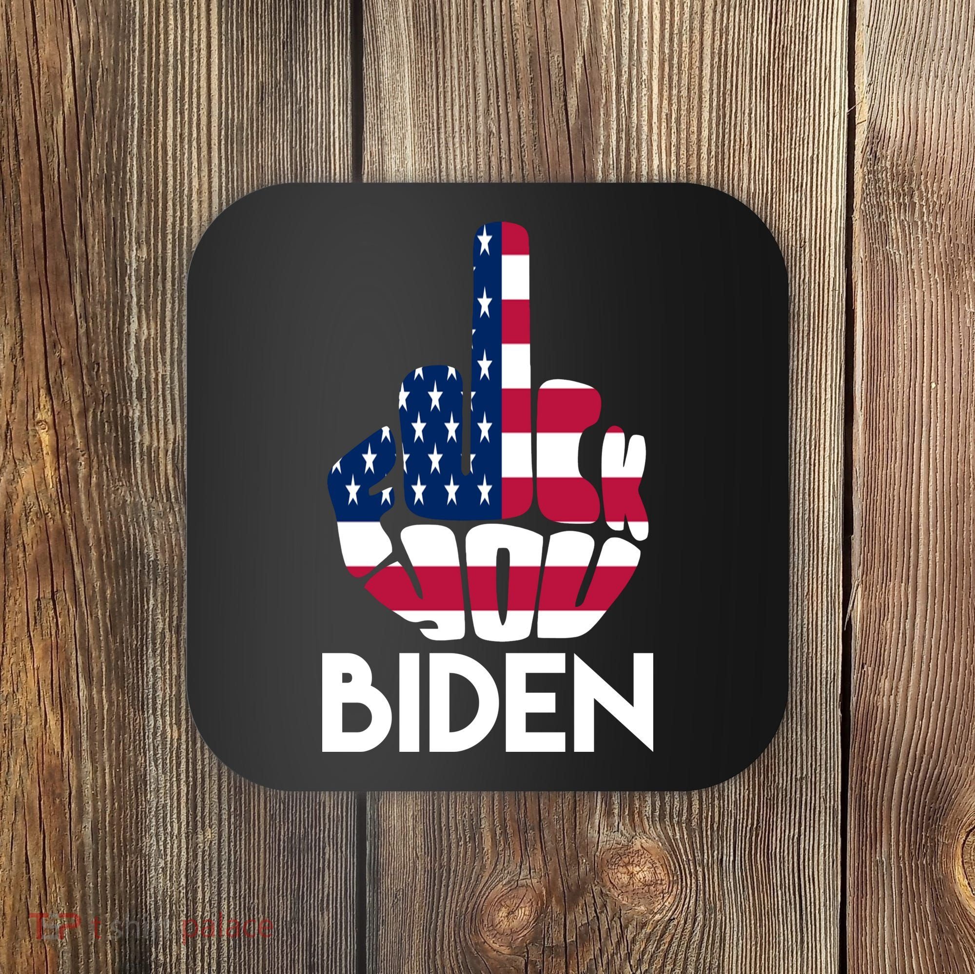 Fuck You Biden Middle Finger American Flag Coaster