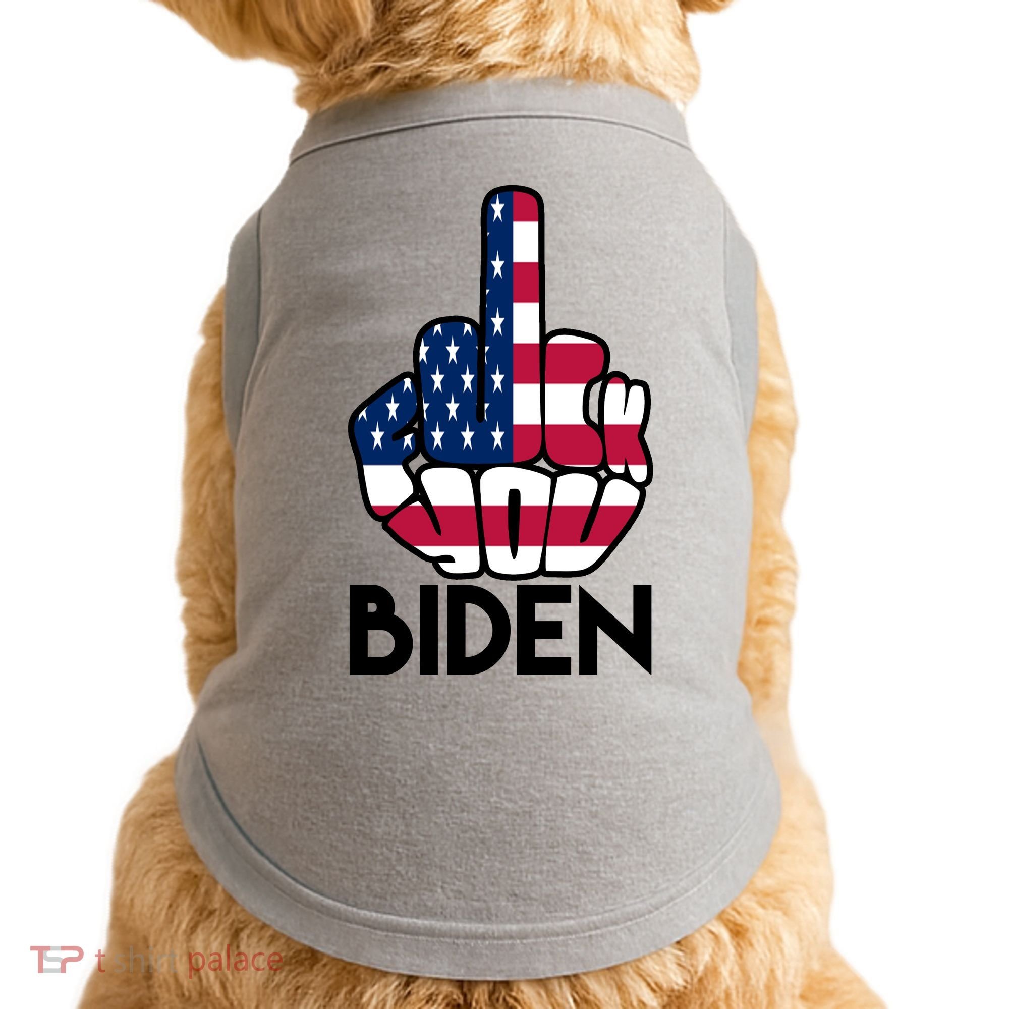 Fuck You Biden Middle Finger American Flag Doggie Tank