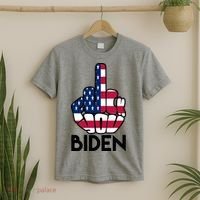 Fuck You Biden Middle Finger American Flag T-Shirt thumb 2