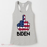 Fuck You Biden Middle Finger American Flag Women's Tank Top thumb 0