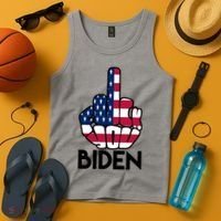 Fuck You Biden Middle Finger American Flag Tank Top thumb 4
