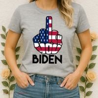 Fuck You Biden Middle Finger American Flag Women's T-Shirt thumb 2