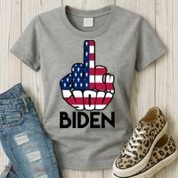 Fuck You Biden Middle Finger American Flag Women's T-Shirt thumb 3
