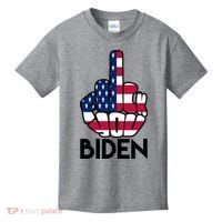 Fuck You Biden Middle Finger American Flag Kids T-Shirt thumb 0