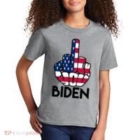 Fuck You Biden Middle Finger American Flag Kids T-Shirt thumb 2