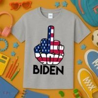 Fuck You Biden Middle Finger American Flag Kids T-Shirt thumb 3