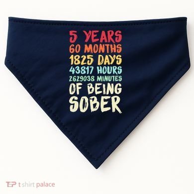 Five Years Clean Addiction Recovery 5 Years Sober USA-Made Doggie Bandana