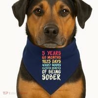 Five Years Clean Addiction Recovery 5 Years Sober USA-Made Doggie Bandana thumb 1