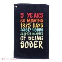 Five Years Clean Addiction Recovery 5 Years Sober Golf Towel thumb 0