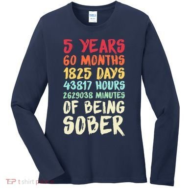 Five Years Clean Addiction Recovery 5 Years Sober Women's Long Sleeve Shirt