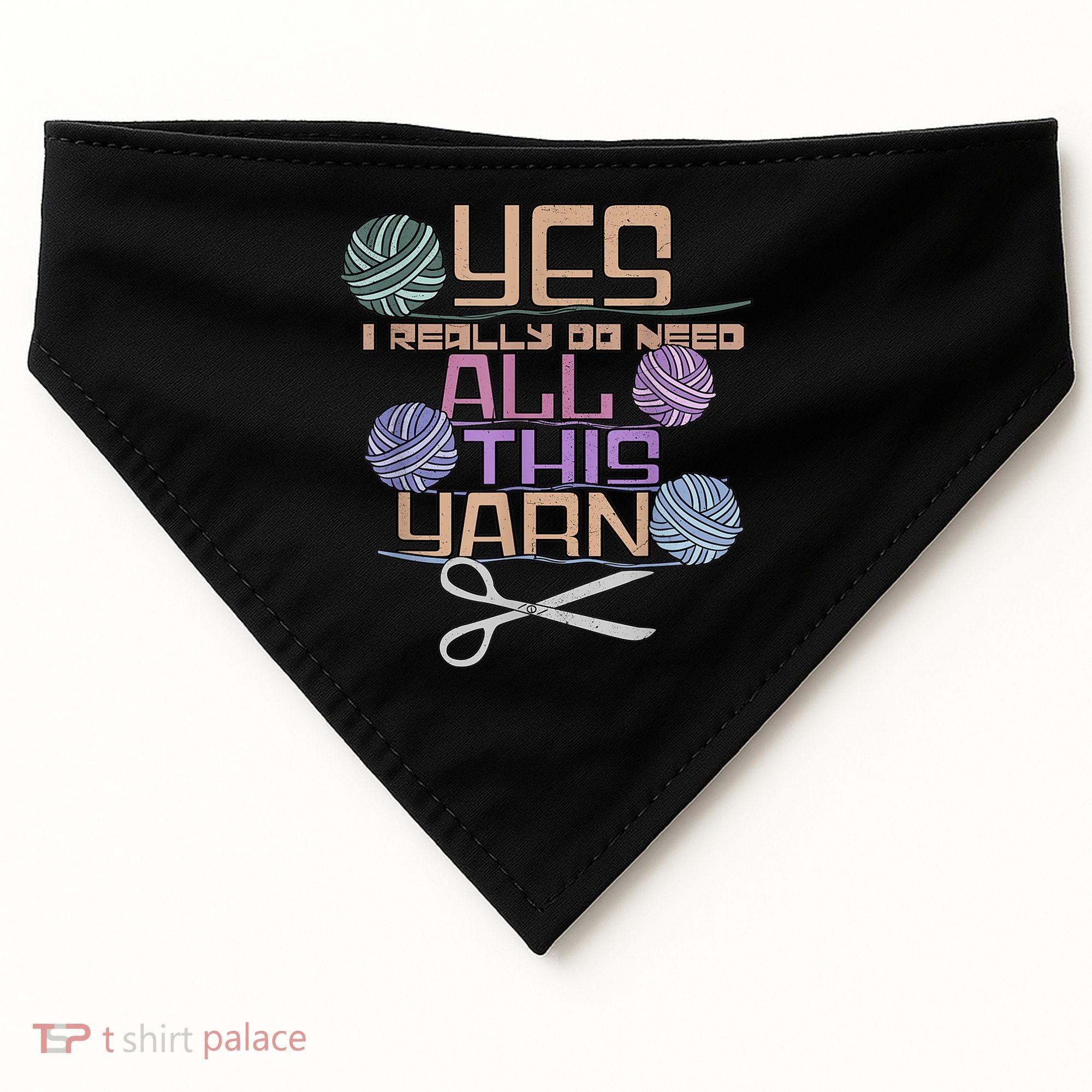 Funny Yarn Crafting Saying Knitting Crochet TShirt USA-Made Doggie Bandana