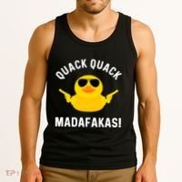 Funny Yellow Crazy Rubber Duck Madafakas Quack Quack Tank Top thumb 3