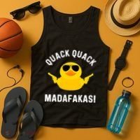 Funny Yellow Crazy Rubber Duck Madafakas Quack Quack Tank Top thumb 4
