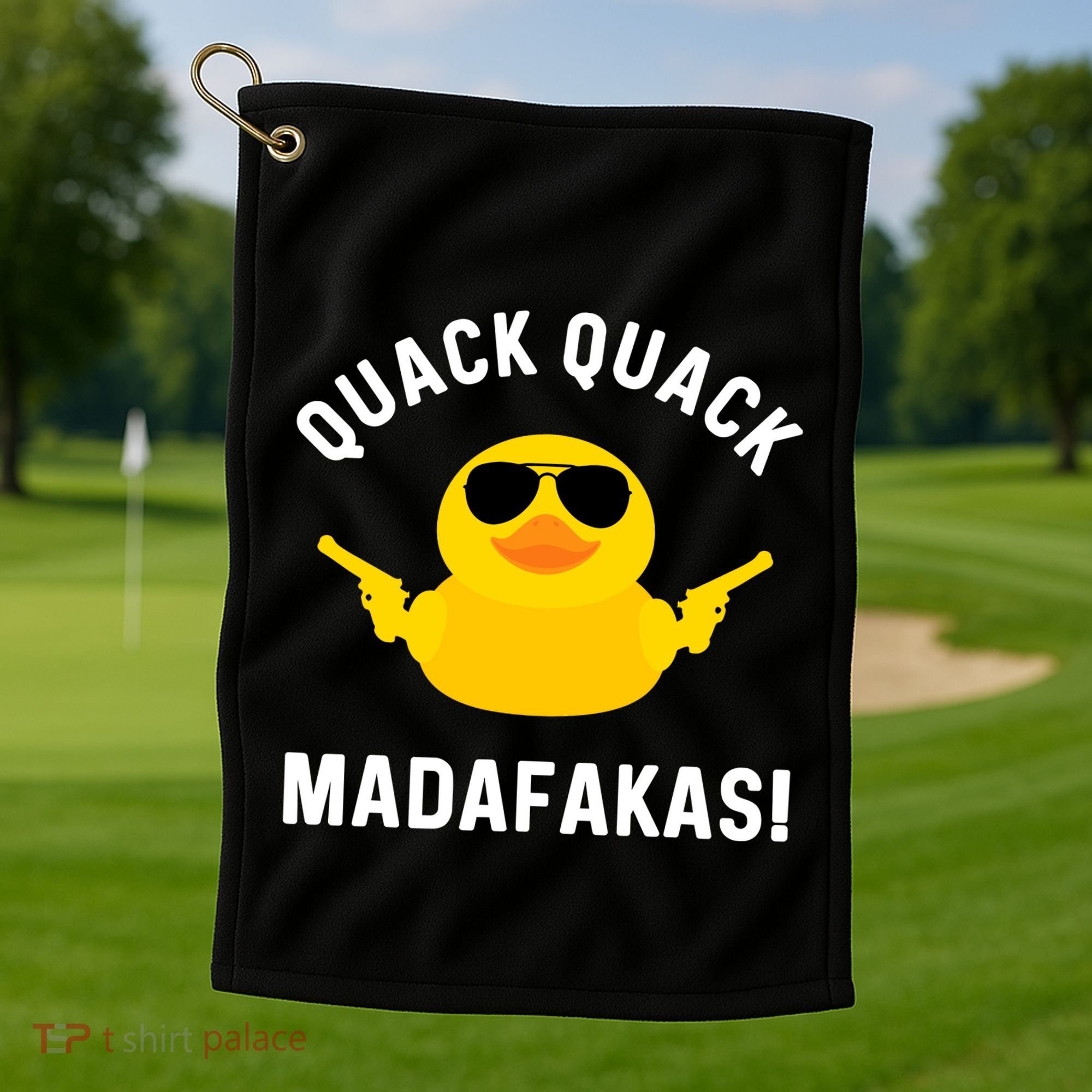 Funny Yellow Crazy Rubber Duck Madafakas Quack Quack Golf Towel
