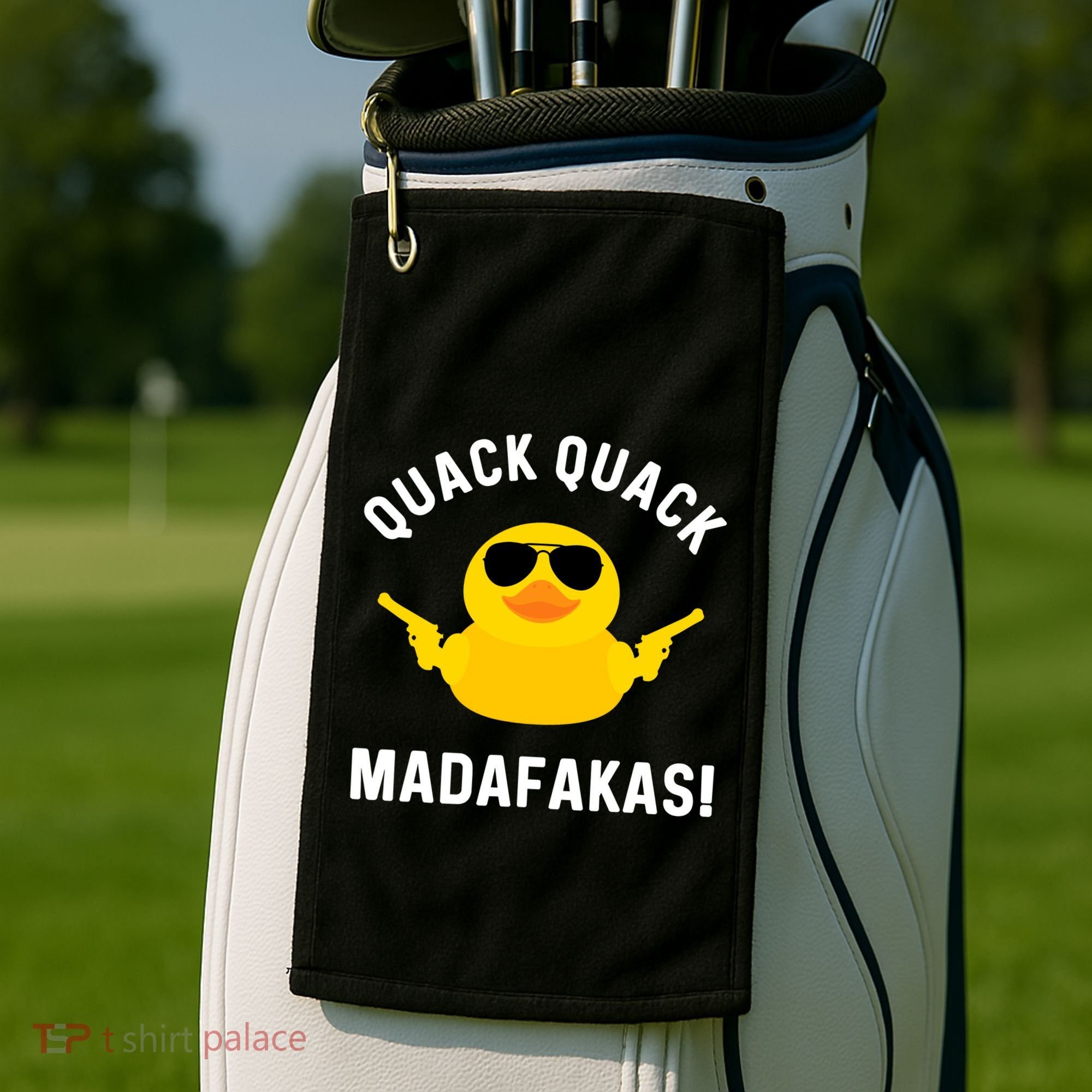 Funny Yellow Crazy Rubber Duck Madafakas Quack Quack Golf Towel