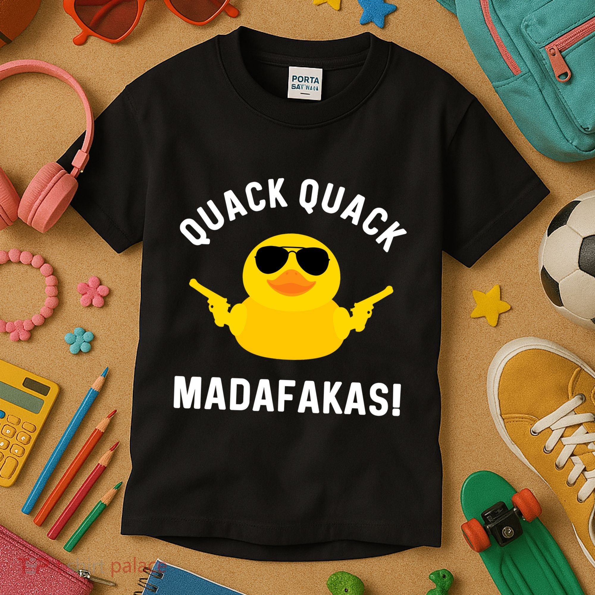 Funny Yellow Crazy Rubber Duck Madafakas Quack Quack Kids T-Shirt