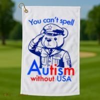 Funny You CanT Spell Autism Without Usa Golf Towel thumb 1