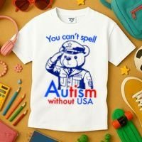Funny You CanT Spell Autism Without Usa Kids T-Shirt thumb 3