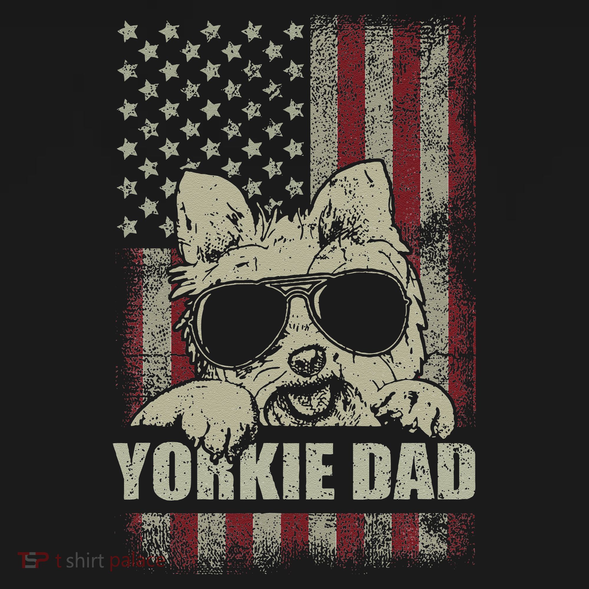 Funny Yorkie Dad American Flag Dog Daddy Fathers Day Tee Backpack