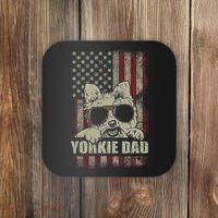 Funny Yorkie Dad American Flag Dog Daddy Fathers Day Tee Coaster thumb 0