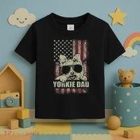 Funny Yorkie Dad American Flag Dog Daddy Fathers Day Tee Toddler T-Shirt thumb 3