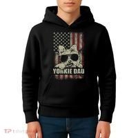 Funny Yorkie Dad American Flag Dog Daddy Fathers Day Tee Kids Hoodie thumb 4