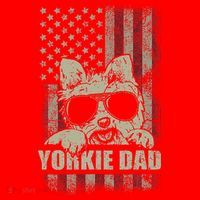 Funny Yorkie Dad American Flag Dog Daddy Fathers Day Tee Santa Hat thumb 1
