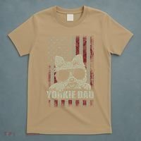 Funny Yorkie Dad American Flag Dog Daddy Fathers Day Tee T-Shirt thumb 5