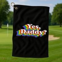 Funny Yes Daddy Retro Naughty Daddy's Girl Golf Towel thumb 1