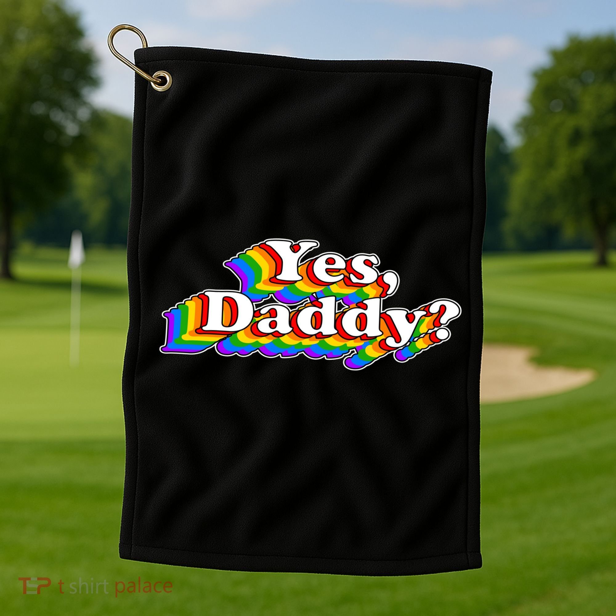 Funny Yes Daddy Retro Naughty Daddy's Girl Golf Towel