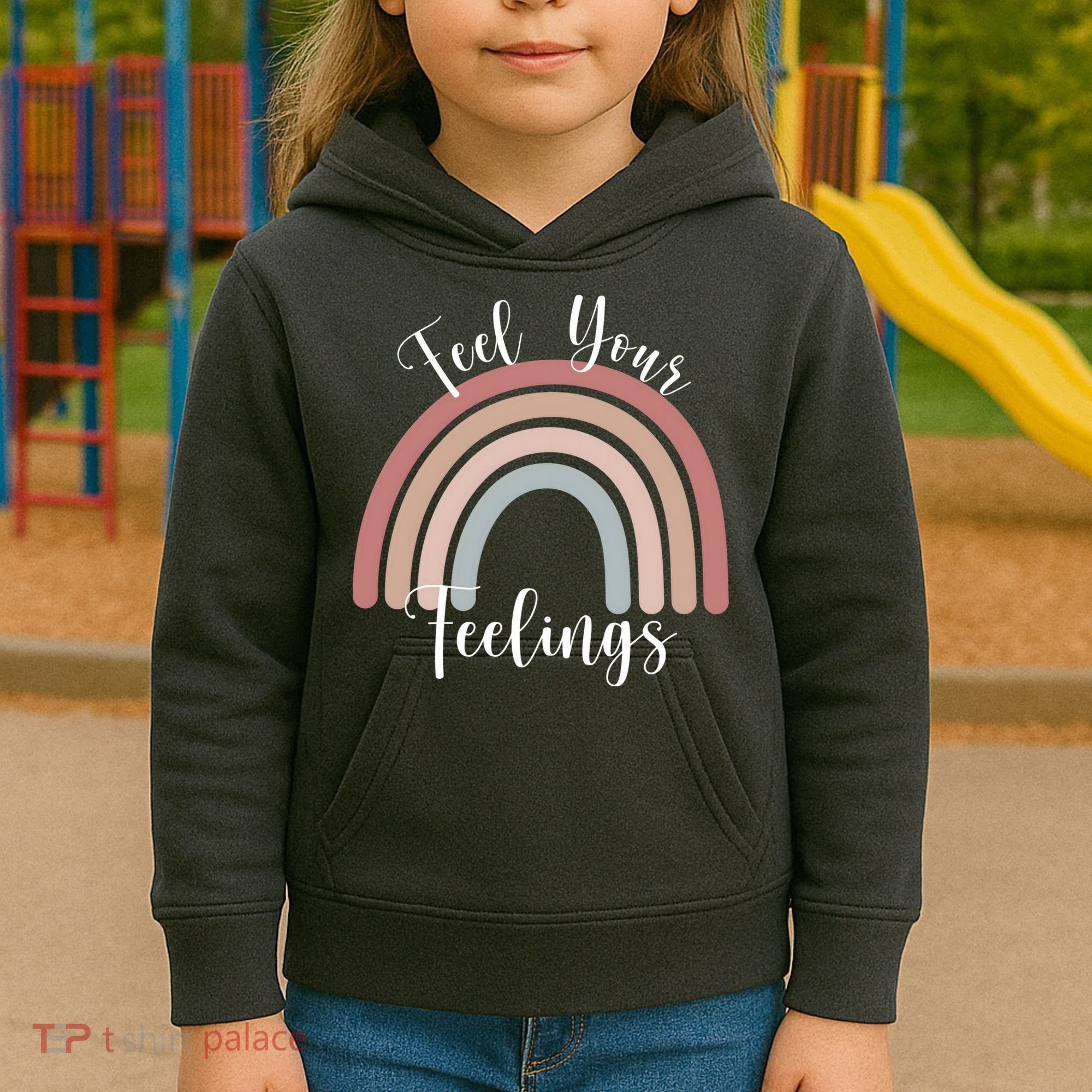 Feel Your Feelings Rainbow Kids Hoodie