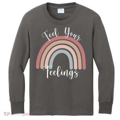 Feel Your Feelings Rainbow Kids Long Sleeve Shirt