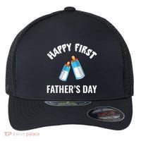 First Year Fathers Day Funny Bottles Milk Best Daddy Cool Gift Flexfit Unipanel Trucker Cap thumb 0