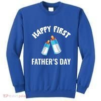 First Year Fathers Day Funny Bottles Milk Best Daddy Cool Gift Sweatshirt thumb 0