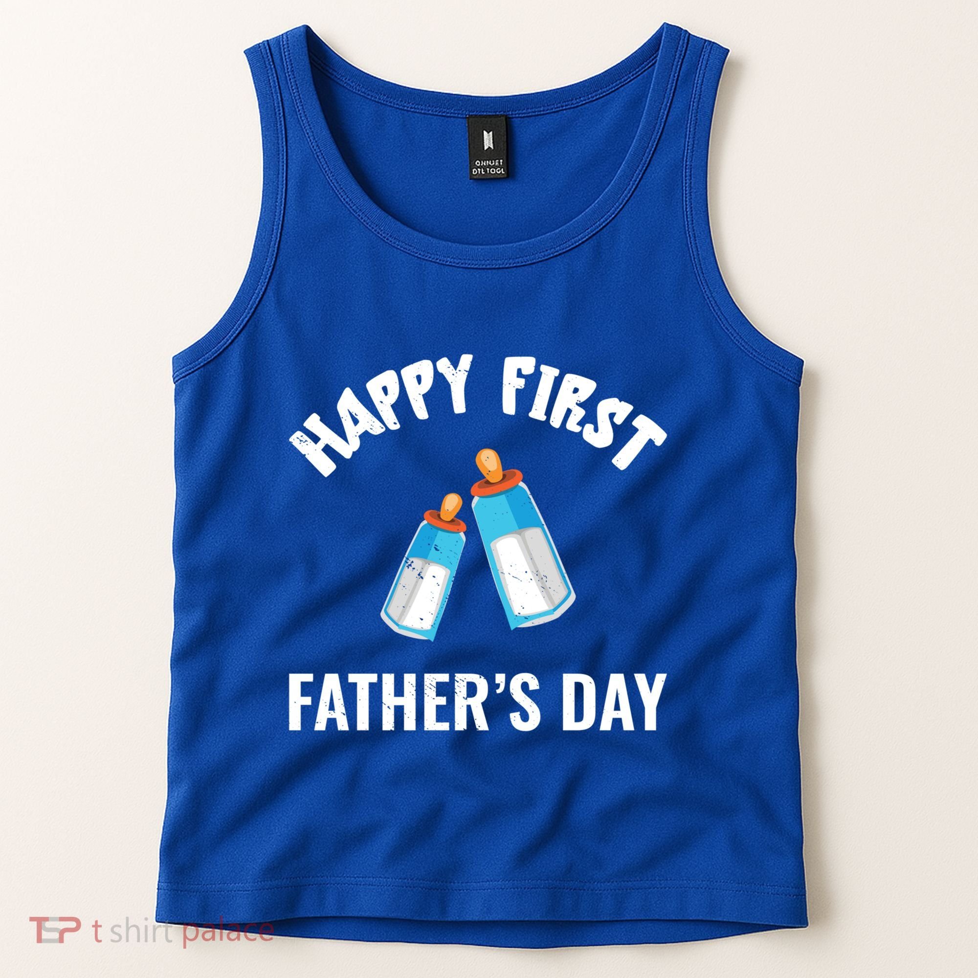 First Year Fathers Day Funny Bottles Milk Best Daddy Cool Gift Tank Top