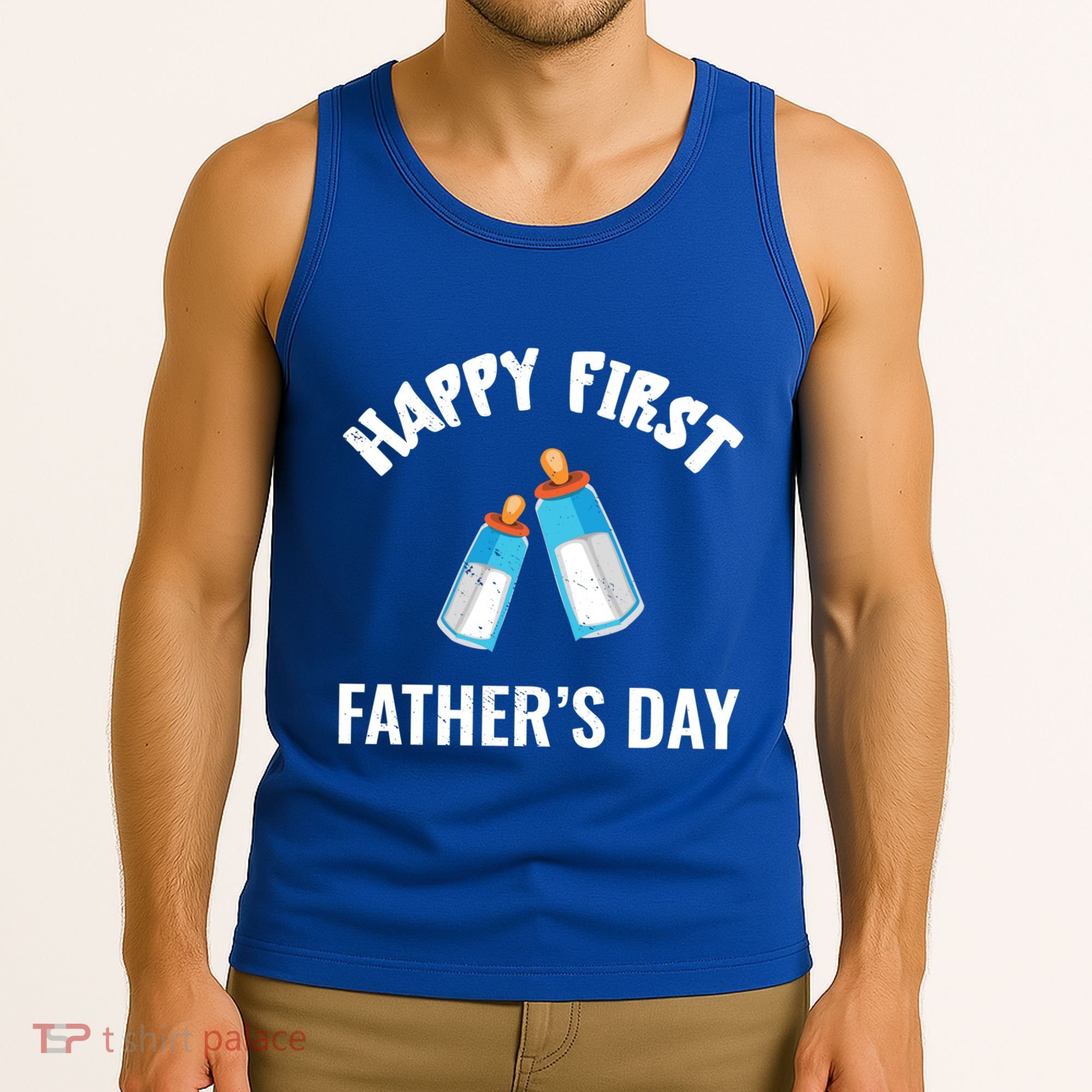 First Year Fathers Day Funny Bottles Milk Best Daddy Cool Gift Tank Top