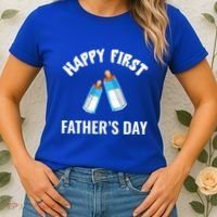 First Year Fathers Day Funny Bottles Milk Best Daddy Cool Gift Women's T-Shirt thumb 2