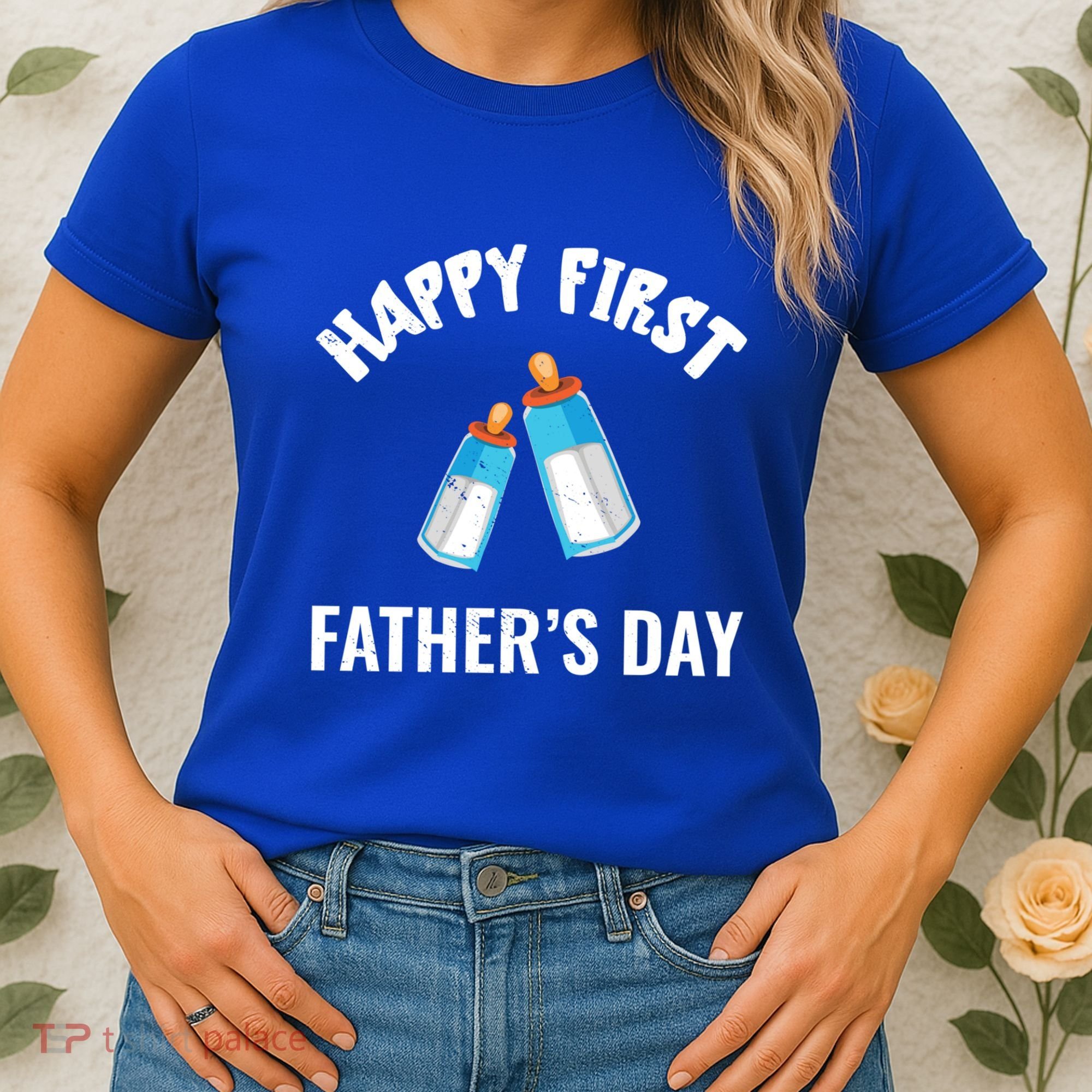 First Year Fathers Day Funny Bottles Milk Best Daddy Cool Gift Women's T-Shirt