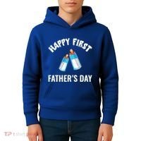 First Year Fathers Day Funny Bottles Milk Best Daddy Cool Gift Kids Hoodie thumb 4