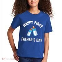 First Year Fathers Day Funny Bottles Milk Best Daddy Cool Gift Kids T-Shirt thumb 2