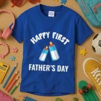 First Year Fathers Day Funny Bottles Milk Best Daddy Cool Gift Kids T-Shirt thumb 3