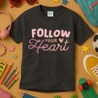 Follow Your Heart Cute Quote Kids T-Shirt thumb 3